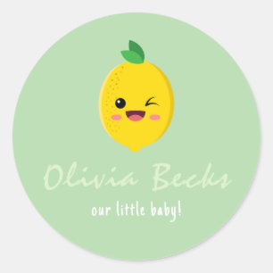 Citrus Lemon Baby Shower Runder Aufkleber
