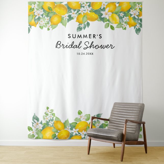 Citrus Lemon Babydusche Foto Hintergrund Wandteppich (Beispiel)