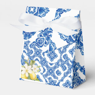 Citrus Lemon Blue Tile Favor Box Geschenkschachtel
