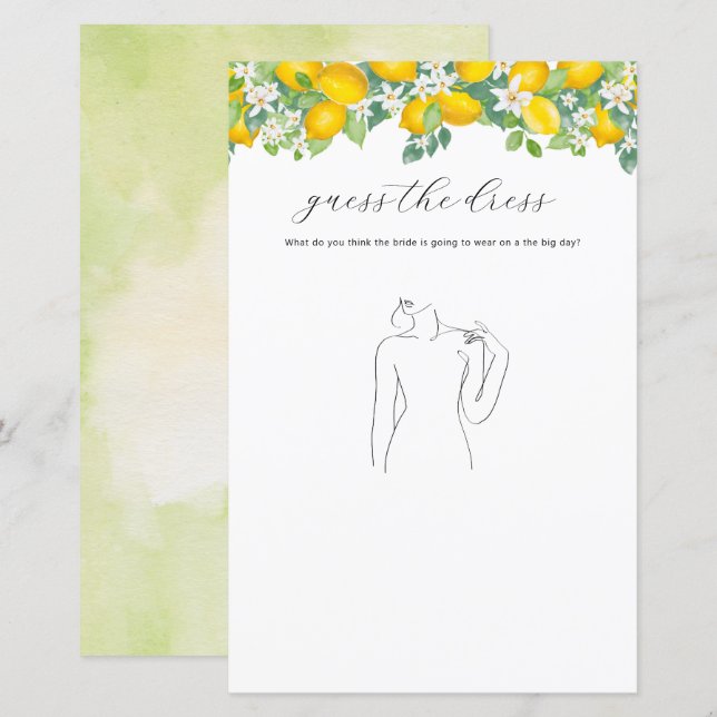 Citrus Lemon Brautparty Ratet das Dressspiel (Vorne/Hinten)