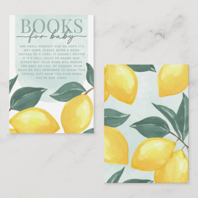 Citrus Lemon Buchanfrage für Babykarten Begleitkarte (Vorne/Hinten)