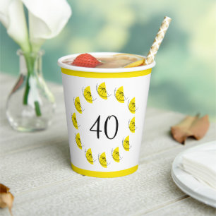 Citrus Lemon Circle Age 40 Pappbecher