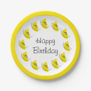 Citrus Lemon Circle Happy Birthday Pappteller