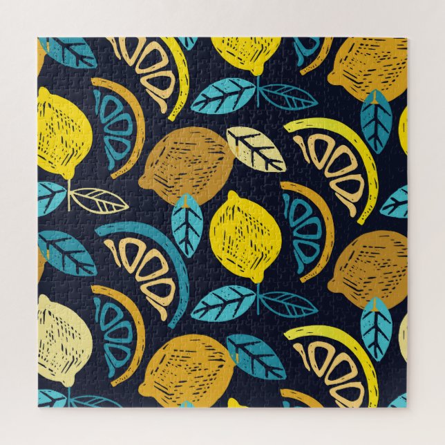 Citrus Lemon Doodle Muster Hintergrund (Vertikal)