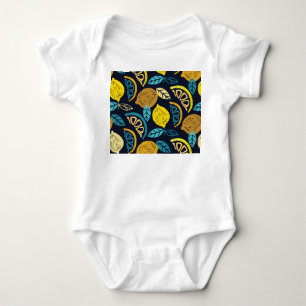 Citrus Lemon Doodle Muster Hintergrund Baby Strampler