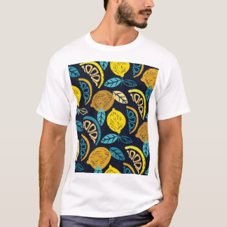 Citrus Lemon Doodle Muster Hintergrund T-Shirt