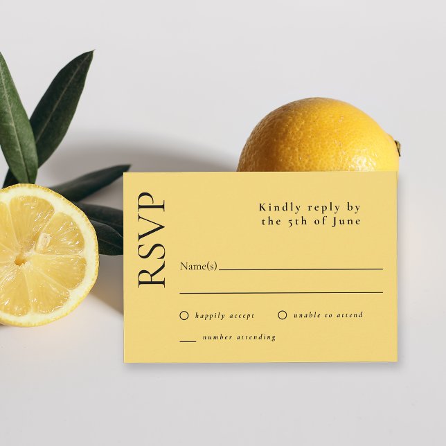 Citrus Lemon Drop Jaune Simple Minimale RSVP (Créateur téléchargé)