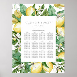 Citrus Lemon Floral Wasserfarbe Seating Charts Poster