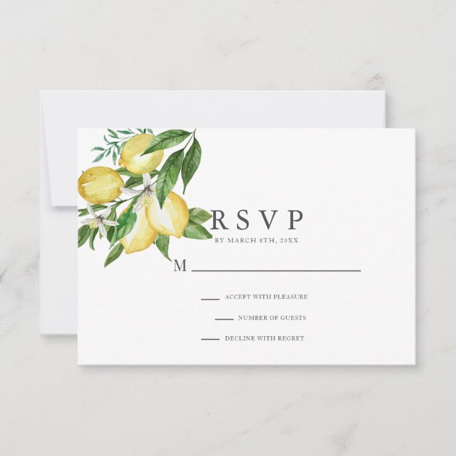Citrus Lemon Floral Watercolor RSVP (Vorderseite)