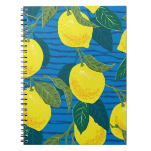 Citrus Lemon: HandGezeichnet Vintag nahtlos. Notizblock