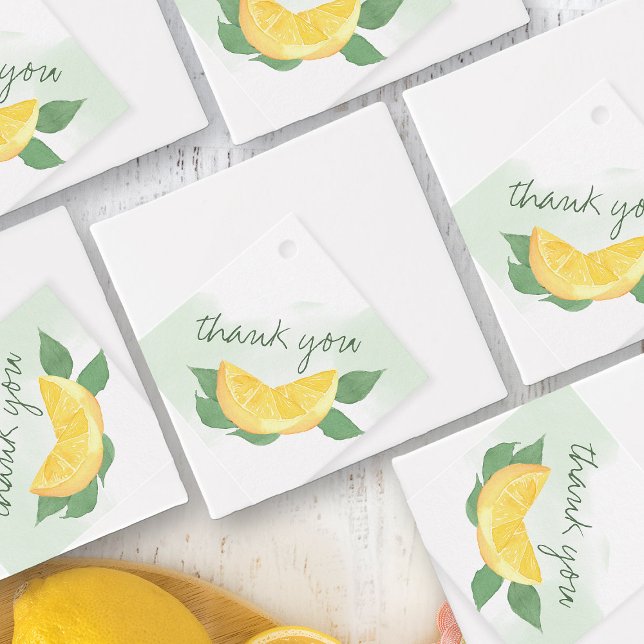 Citrus Lemon Lässiges Skript Personalisiert Gefäll Geschenkanhänger (Favor Tags from my Citrus Lemon Baby Shower Collection)