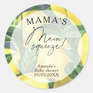 Citrus Lemon - Mama's main squeeze Babyparty Runder Aufkleber