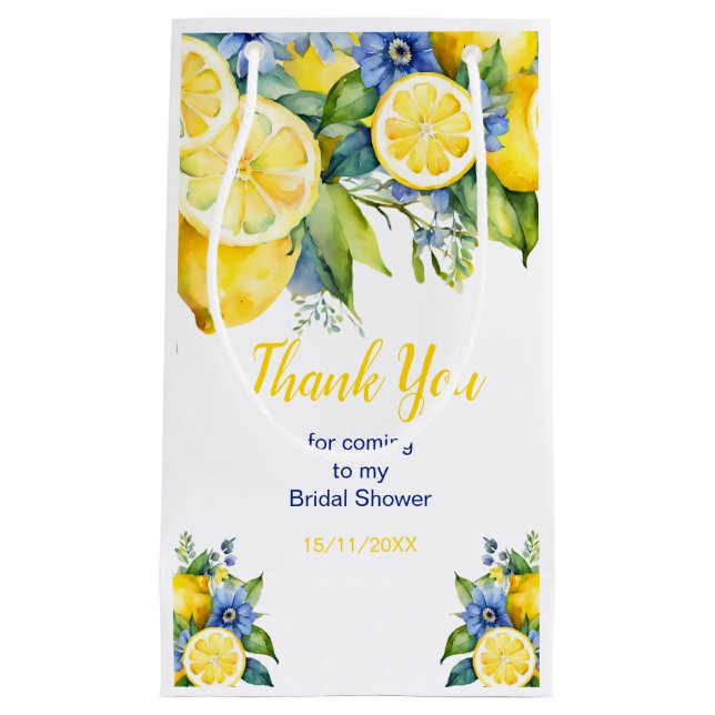 Citrus Lemon Mediterranean Bridal Shower Kleine Geschenktüte (Vorderseite)
