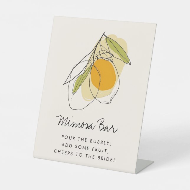 Citrus Lemon Mimosa Bar Brautparty Sockelschild (Vorderseite)