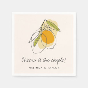 Citrus Lemon Moderner Minimalistischer Polterabend Serviette