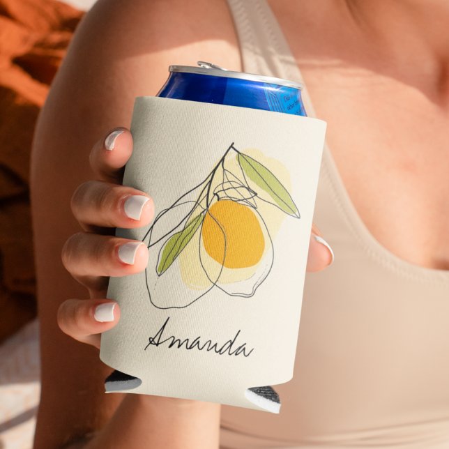 Citrus Lemon Modernes Individuelle Name Brautparty Dosenkühler (Von Creator hochgeladen)