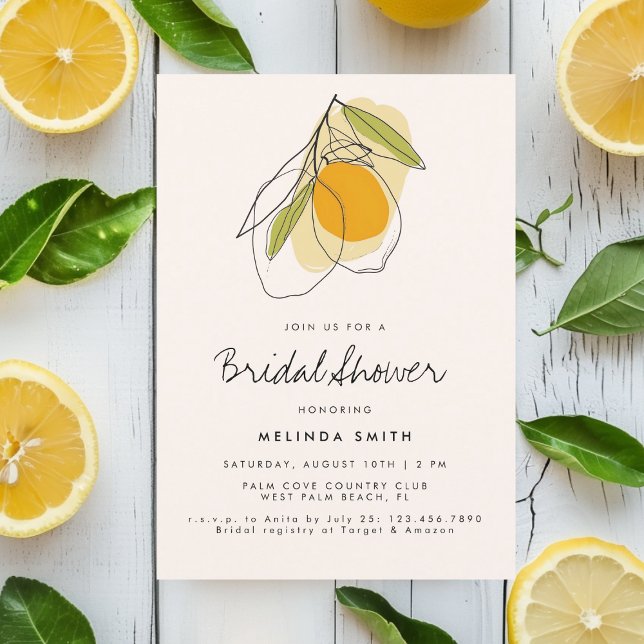 Citrus Lemon Modernes Minimalistisches Brautparty Einladung (Von Creator hochgeladen)