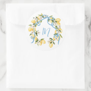 Citrus Lemon Monogram Brautparty Runder Aufkleber