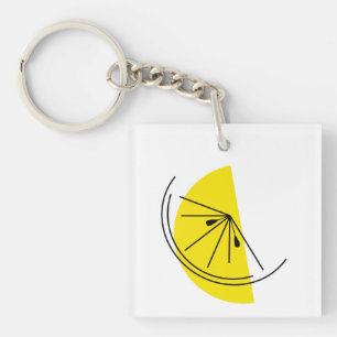 Citrus Lemon Monogram, doppelseitig Schlüsselanhänger