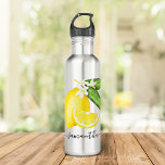 Citrus Lemon Monogram Edelstahlflasche<br><div class="desc">Enjoy these custom glasses featuring a watercolor citrus lemon design.</div>