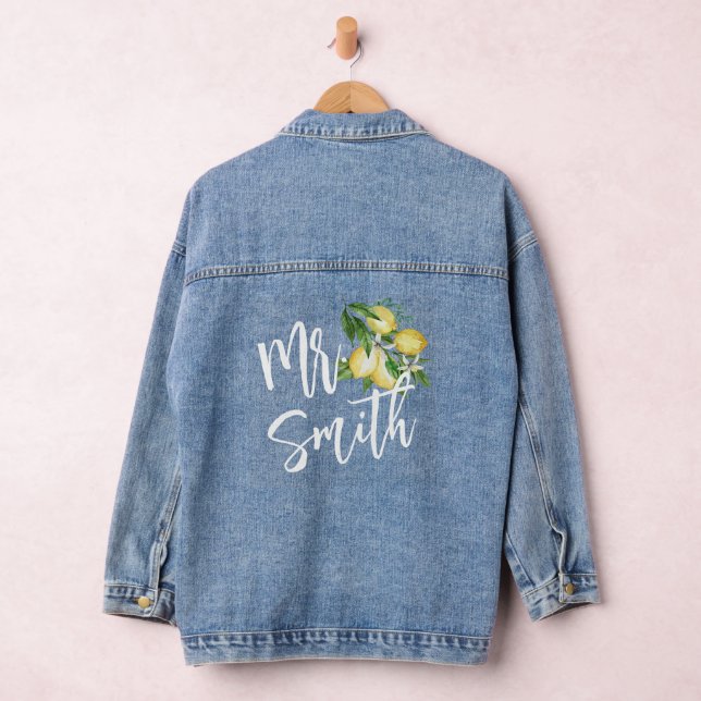 Citrus Lemon Mr Last Name Groom Wedding  Jeansjacke (Hangar)