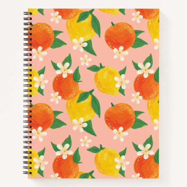 Citrus Lemon Orange Large Notebook Notizbuch (Vorderseite)
