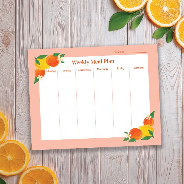 Citrus Lemon Orange Weekly Meal Plan Notepad Notizblock (Von Creator hochgeladen)