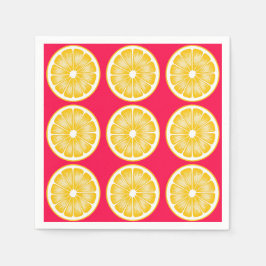 Citrus Lemon Slice Hot Pink & Yellow Serviette