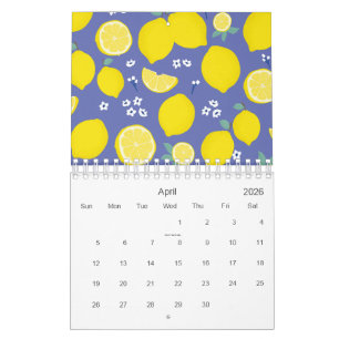 Citrus Lemon Slices Lila Pattern 2026 Kalender
