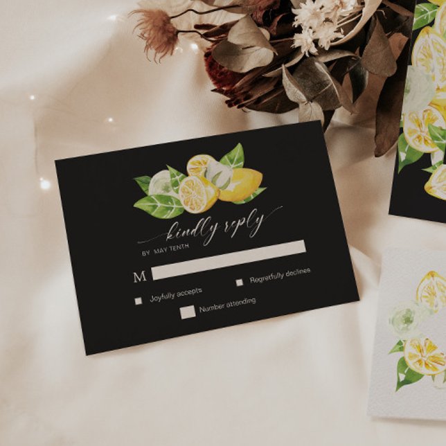Citrus Lemon Tree Wedding RSVP Response Card Karte (Von Creator hochgeladen)
