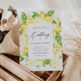 Citrus Lemon Tree White Wedding Einladung