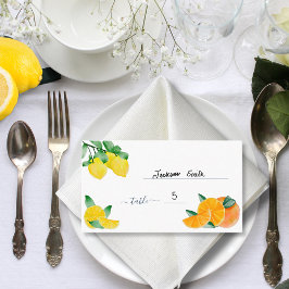 Citrus Lemon und Orange Wedding Table Platzkarte Visitenkarte