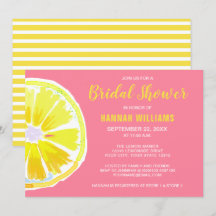 Citrus Lemon Watercolor Pink Brautparty Einladen