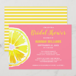 Citrus Lemon Watercolor Pink Brautparty Einladen Einladung