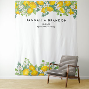 Citrus Lemon Wedding Foto Booth Banner Wandteppich
