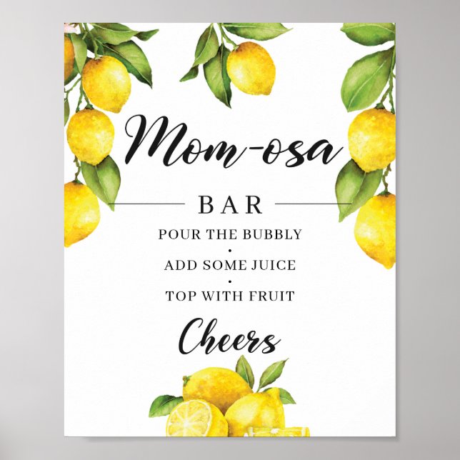 Citrus Lemons Baby Shower Mama-osa Bar Sign Poster (Vorne)