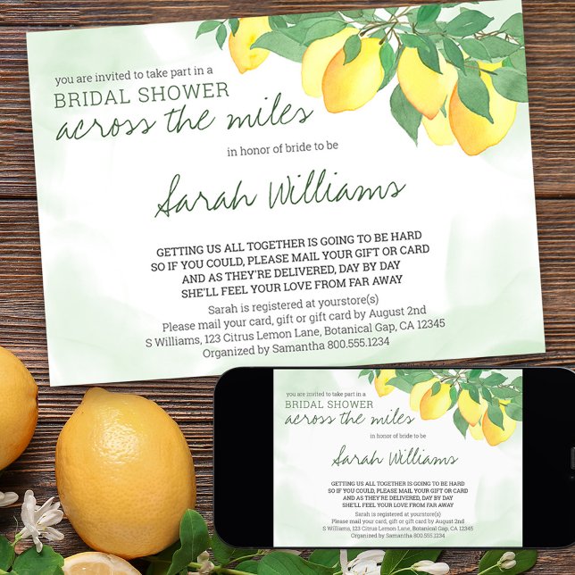 Citrus Lemons Brautparty by Mail Mint Wash Einladung (Von Creator hochgeladen)