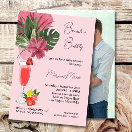 Citrus Lila Brunch und Bubbly Baby Dusche Foto Einladung