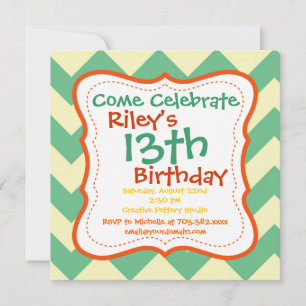 Citrus Lime Chevron Invitations de fête d'annivers