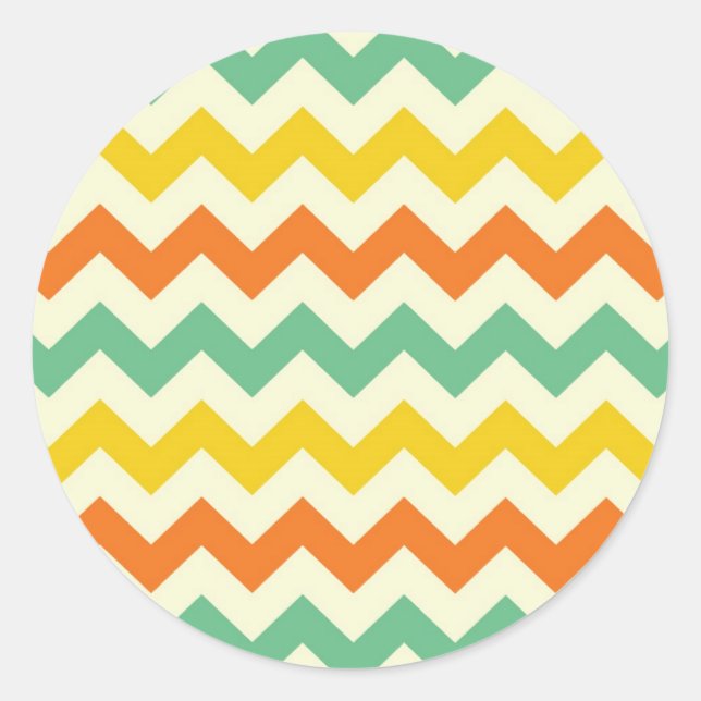 Citrus Lime Green Orange Yellow Zickzack Zigzags Runder Aufkleber (Vorderseite)