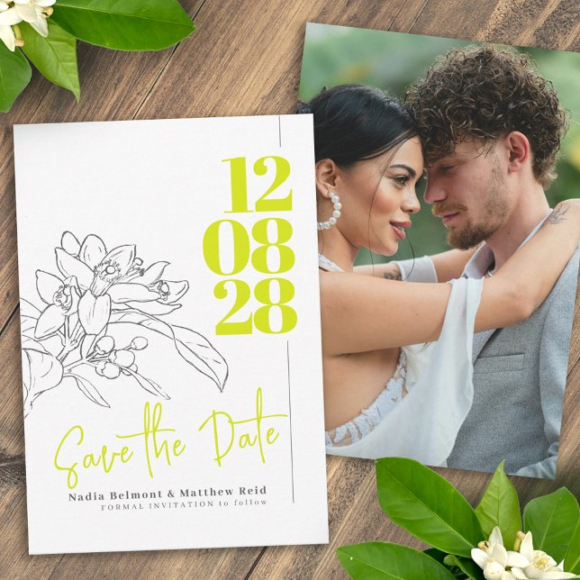 Citrus Limon Blüte Foto Hochzeit speichern Sie das Save The Date (Von Creator hochgeladen)