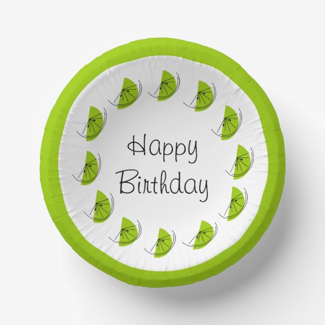 Citrus Limon Circle Happy Birthday Pappteller (Vorderseite)