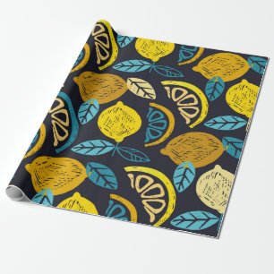 Citrus Limon lemon Doodle Hand gezeichnet Muster r Geschenkpapier