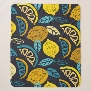 Citrus Limon lemon Doodle Hand gezeichnet Muster r Sherpadecke