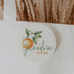Citrus Little Cutie Baby Shower Grandma To Be Button<br><div class="desc">Introducing our citrus little cutie baby shower grandma to be button, perfect for a fun, gender-neutral celebration! This zesty design features a delightful citrus orange clementine fruit theme, brought to life with a simple boho-inspired watercolor style. It is ideal for welcoming a little boy or girl in a joyful and...</div>