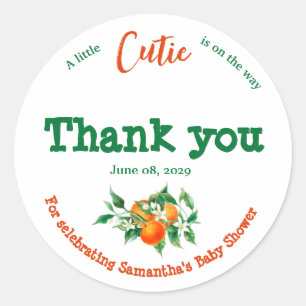 Citrus Little Süsse Blossom Orange Babydusche Runder Aufkleber