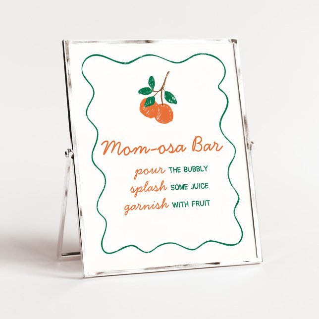 Citrus Little Süsse Moderne Babydusche Mama Osa Ba Poster (Citrus Little Cutie Baby Shower Mom Osa Bar Sign)