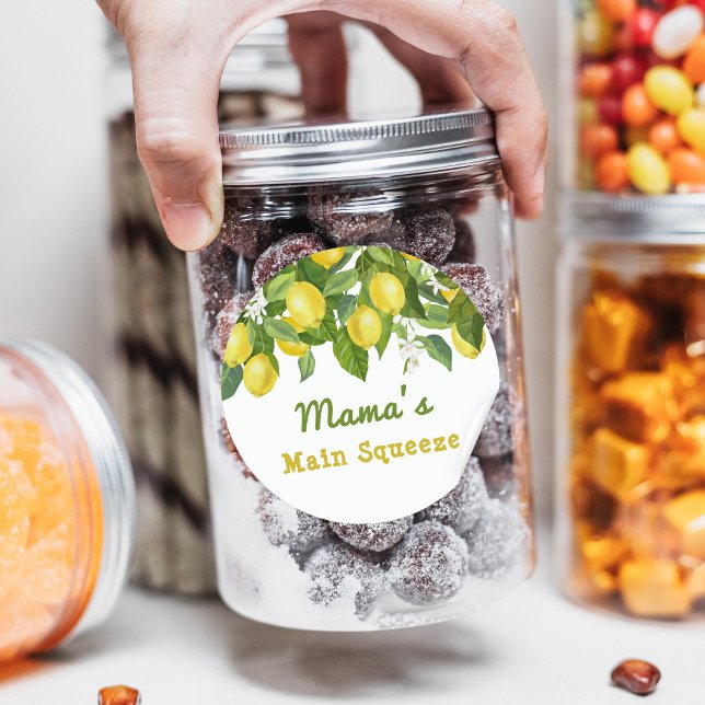 Citrus Main Squeeze Sweetie Lemon Baby Dusche Runder Aufkleber (Von Creator hochgeladen)