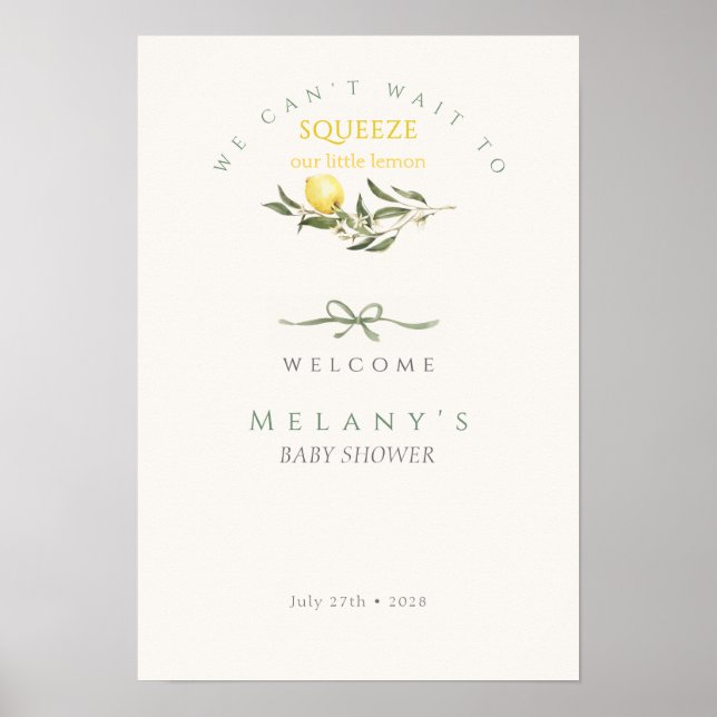 Citrus Mama's Squeeze Bow Welcome Baby Shower  Poster (Vorne)