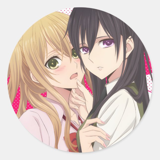 Citrus | Mei x Yuzu | Yuri Anime Manga | Runder Aufkleber (Vorderseite)